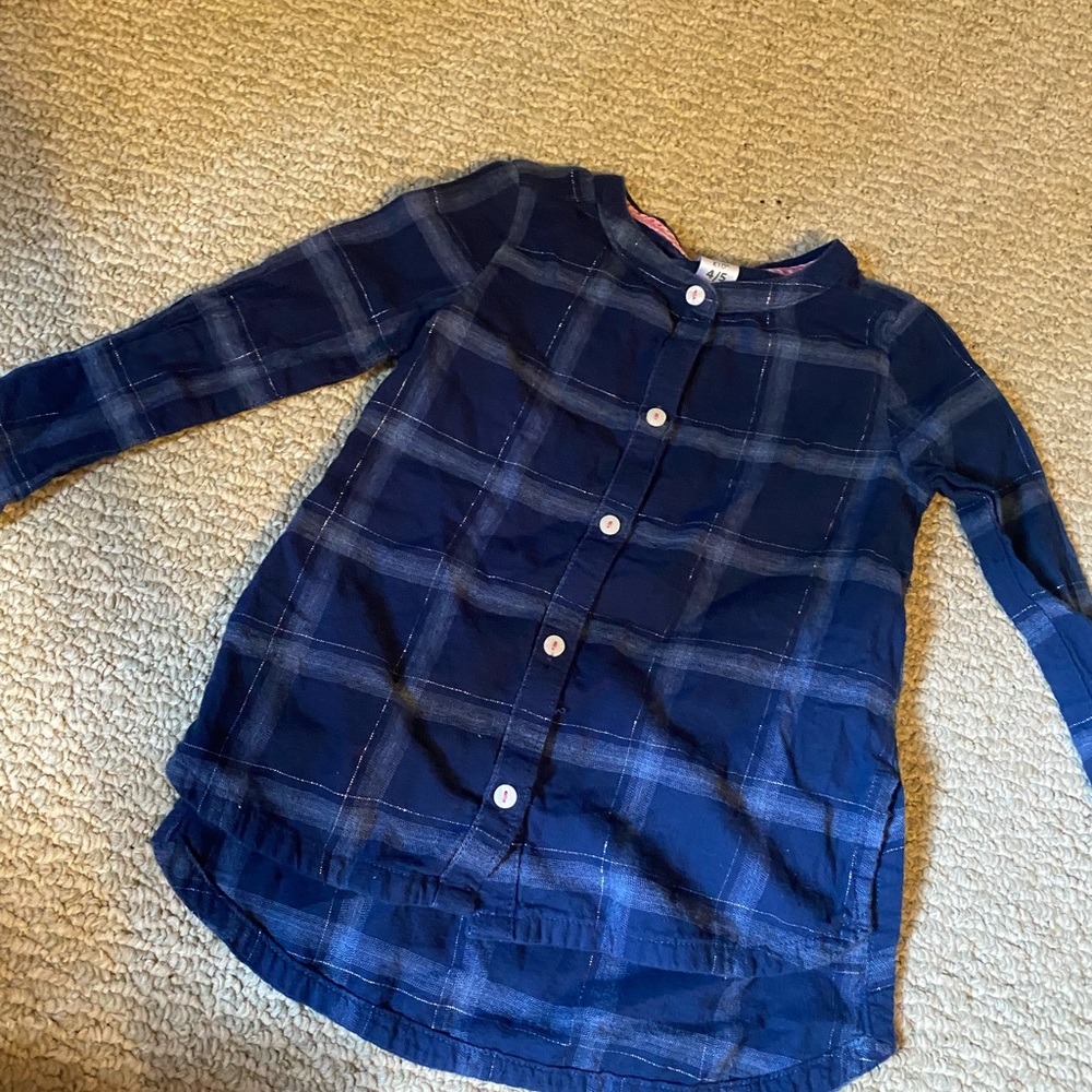 Little girls long sleeve button up
